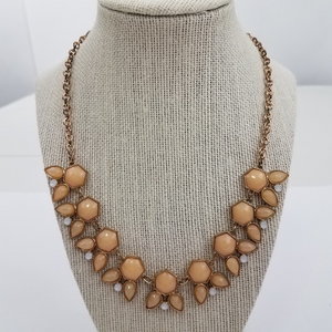 Statement Necklace‎ Pink Gold tone white Chunky Rhi